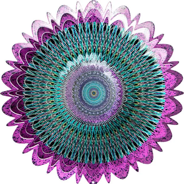 Spin Art/Cooking Vinyl Windspinner, Spin Art, Mandala Galatic, 12MGA300, Ø 30cm Aqua, Groen, Indigo, Paars, Zwart