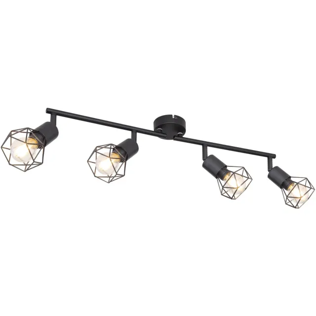 Globo Plafondlamp zwart woonkamer verlichting retro kooi spot verstelbaar Globo 58402S-4
