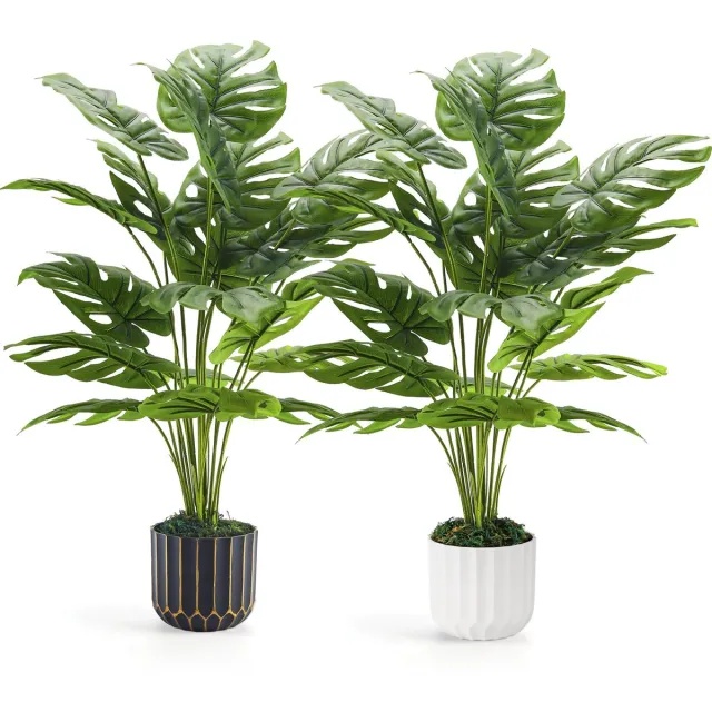 Famanu Set van 2 kunstplanten van 71,1 cm, realistisch ogende decoratie voor woonkamer, badkamer en slaapkamer, perfect voor kamerdecoratie Groen