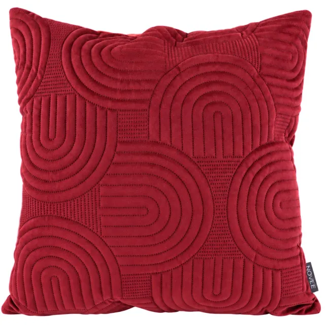 NOVÉE Sierkussen Abstract Velvet Donkerrood | 45 x 45 cm | Polyester