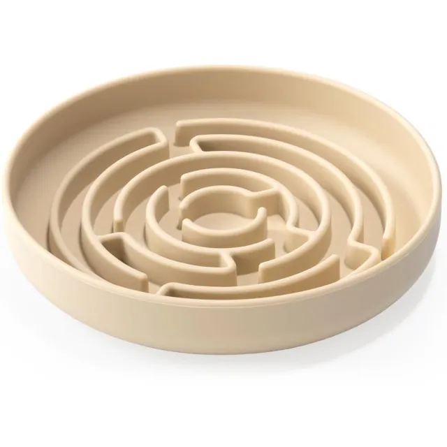 Famanu Slow Feeder hondenbak, siliconen voerbak met zuignap, anti-verstikking ontwerp, past voor kleine en middelgrote honden (beige) grijs