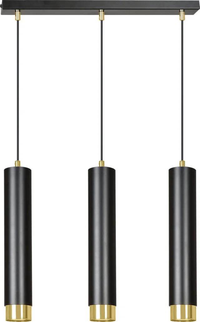 Emibig Gavle 3L zwart en goud hangende cilinders GU10 - Perfecte verlichting voor elke ruimte Zwartachtig, Goud