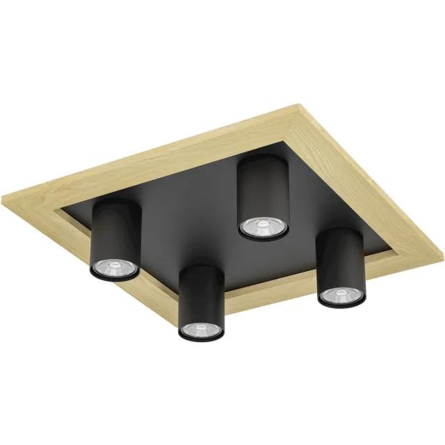 Eglo Valcasotto 1 Plafondlamp - GU10 - 37 cm - Zwart|Bruin