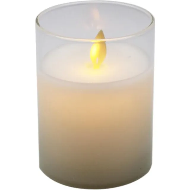 PEHA LED kaars/stompkaars wit in glas H10 cm flakkerend