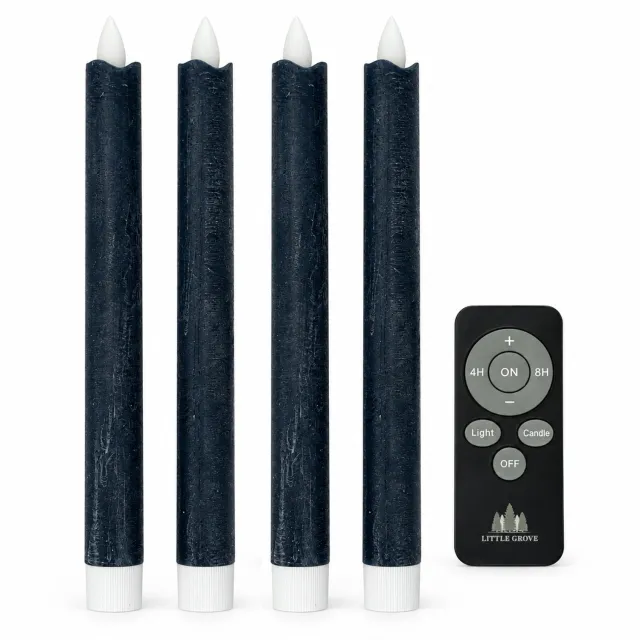 Little Grove set van 4 LED-dinerkaarsen van echte wax - 22,5 cm - Sapphire