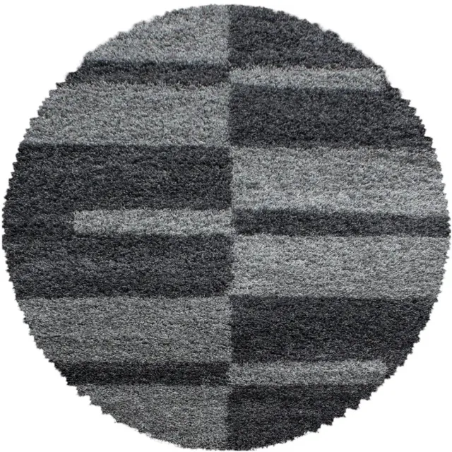 Dutch XXL Rond Hoogpolig Vloerkleed | Tapijt | Shaggy | Gala | Geometrisch | Grijs | 120x120 cm