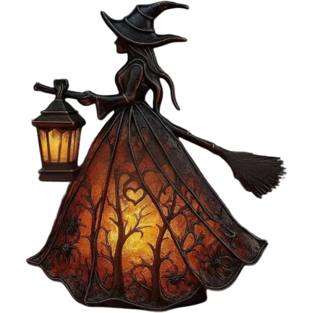 Nosheir Heksenhoedlamp voor Halloween – Nachtlampje met warme gloed – Gotische tafellamp – voor binnen in de woonkamer zwart