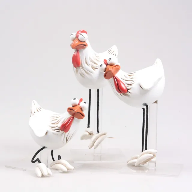 Farmwood Set van 3 tuinstekers Frits met bungelbeentjes | 11 x 9 x 11 cm wit