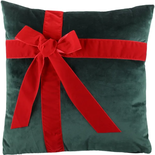 Winteria Sierkussen met kerstdecoratie en strik, 45 x 45 cm Groen
