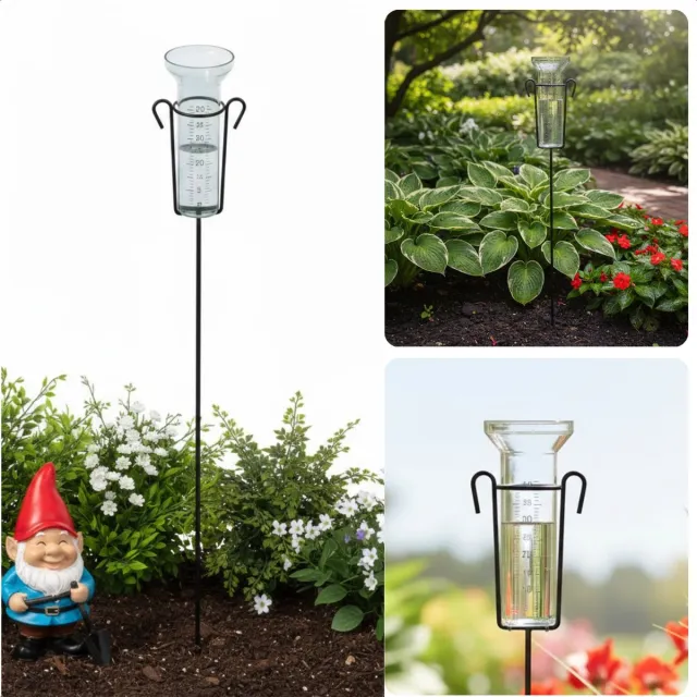 Cheqo Regenmeter - Neerslagmeter - Pluviometer - Regenmeter Tuin - Regenmeter op Stok - Regenmeter met Stok - Regenmeter met Grondpen - Regenmeter met Houder - Regenmeter met Standaard - Regenmeter op Voet