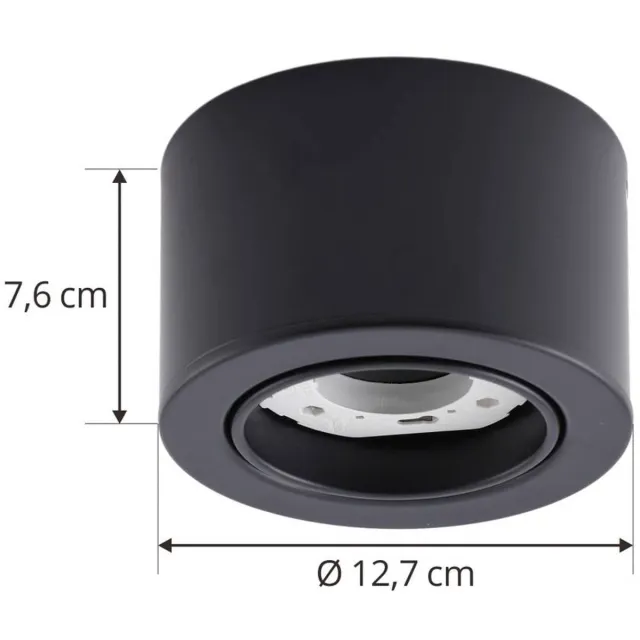 Lindby plafondlamp - 1licht - IJzer, aluminium - H: 9.4 cm - GX53 - zwart mat