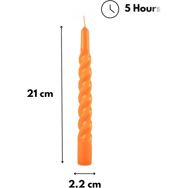 Cereria di Giorgio risthò Luxe Tortiglione Kaarsen - 3 Stuks - Oranje - 21cm Hoog