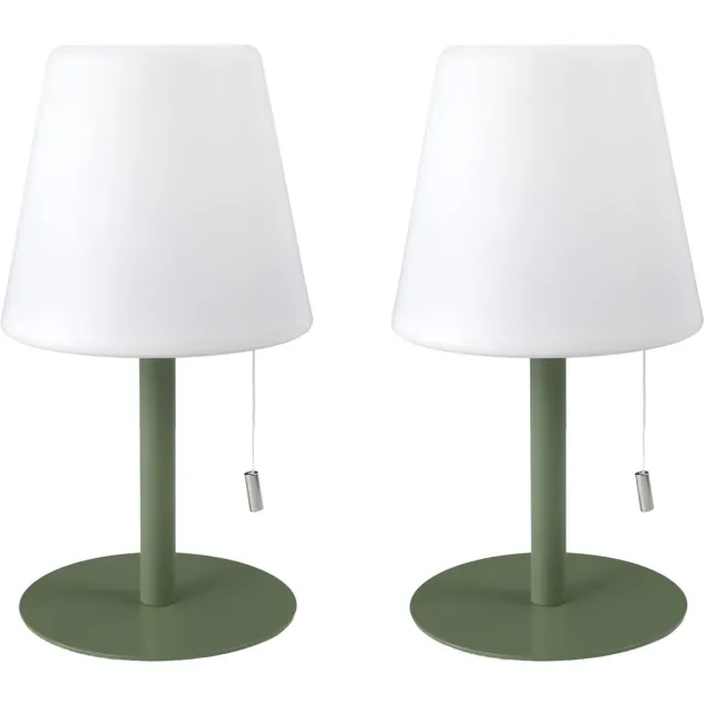 HOME DECO FACTORY LED tafellamp - 2x - kunststof - RGB kleurenlamp - 30 cm - binnen en buiten Groen
