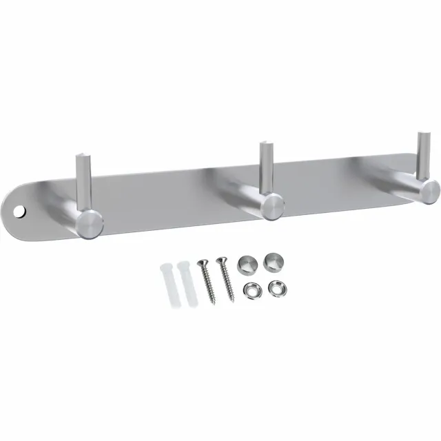Intirilife roestvrijstalen kapstok model B - 3 haken - jashaken kapstok in 5 verschillende designs Zilver