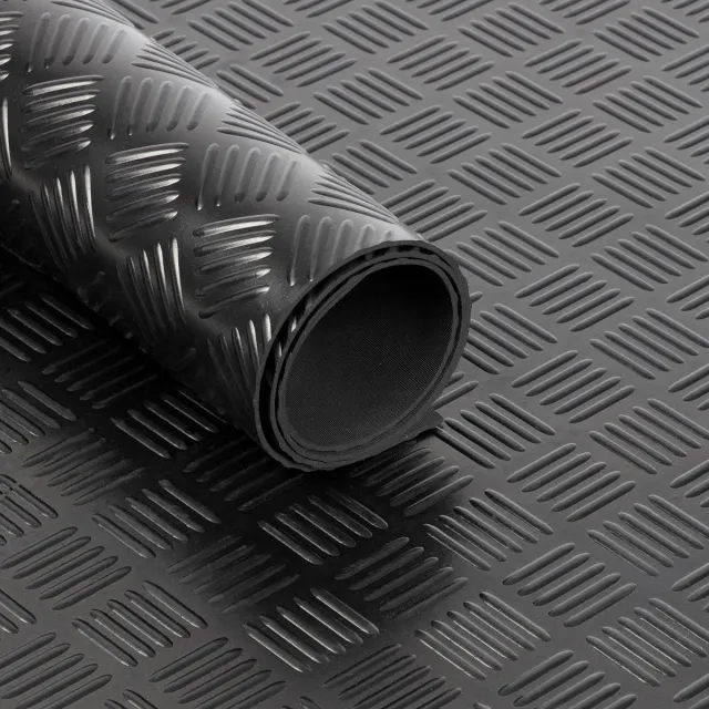 Floordirekt Rubber loper - Rubbermat - Karo - 3 mm - 100 x 450 cm Zwart