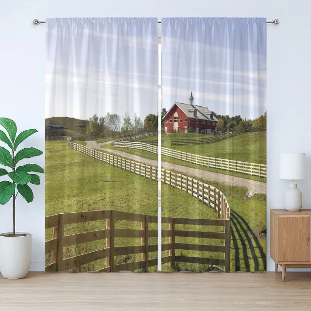ABAKUHAUS Landelijke Rustieke Gordijn, Landelijk Gordijn, Slaapkamergordijn met Plooiing, Lusjes en Haken, 280 x 175 cm, Wit Groen Bordeaux