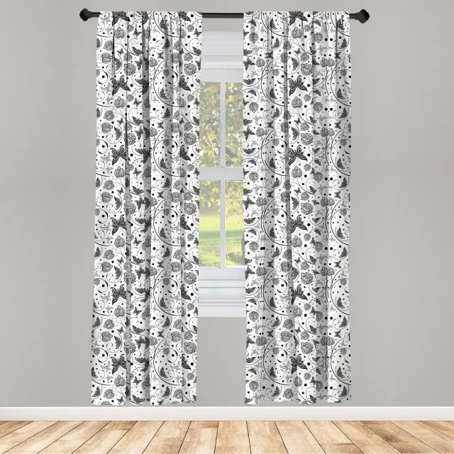 ABAKUHAUS Zwart-wit Voorhangen – 2x75x175 cm – microvezel, halfdonkerend