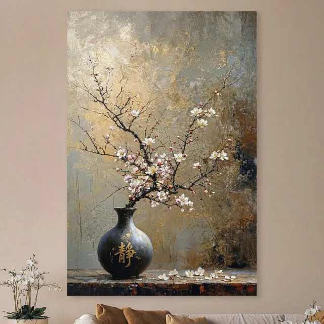 HIP ORGNL The Path of Hanami - Wanddecoratie Bloesem - 100x150 cm Beige