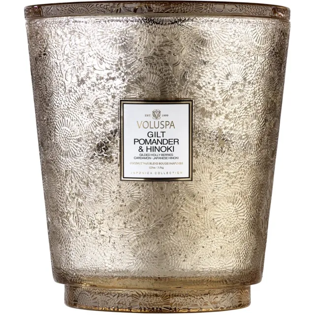 Voluspa Gilt Pomander & Hinoki 5-Wick Heart Candle Goud