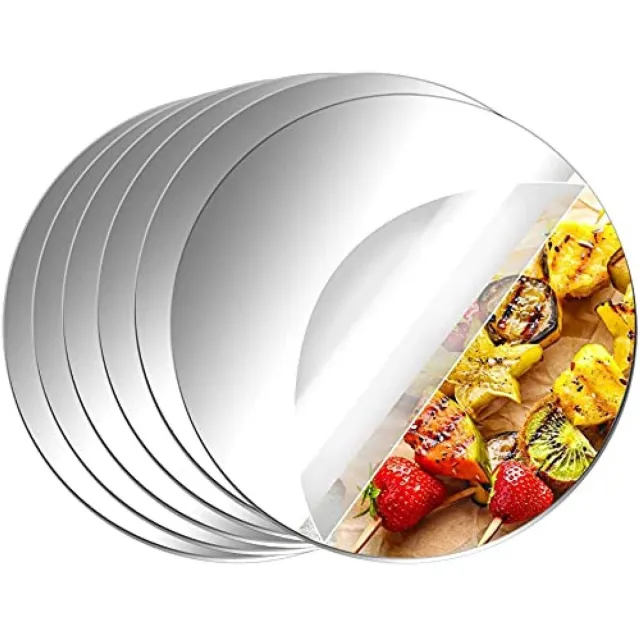 longziming Ronde Wandspiegel 30 cm - Zelfklevend Randloos Spiegel met Sterk Kleefpad - Uitzonderlijk Helder Loodvrij Glas - Ideaal voor Slaapkamer/Badkamer/Woonkamer - 5stuks Zilver