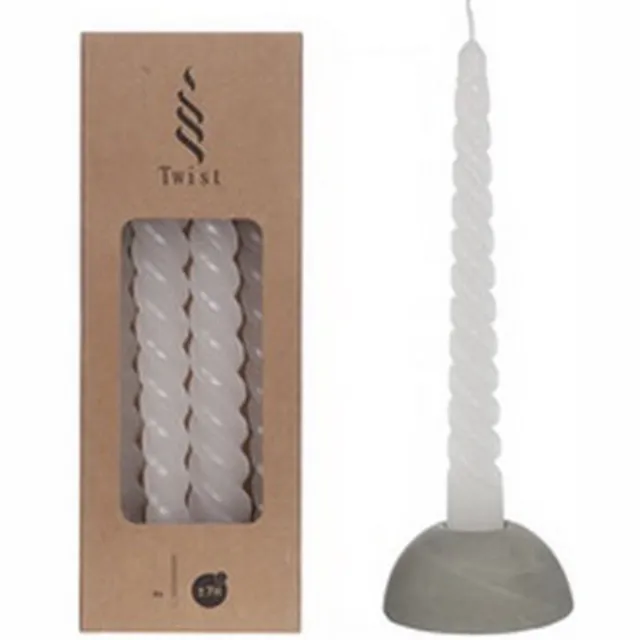 twist Set van 4 twist kaarsen - candles - kaarsen- twist/swirl - dinerkaarsen - wit
