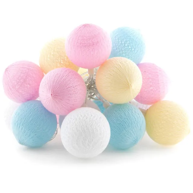 Cotton Ball Lights LED lichtslinger voor buiten - STARTERSET - verlengbaar - 20 lampjes - Pastel