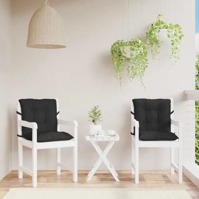 vidaXL Laagrug Stoelkussens Set 2 st Polyester Melange Zwart