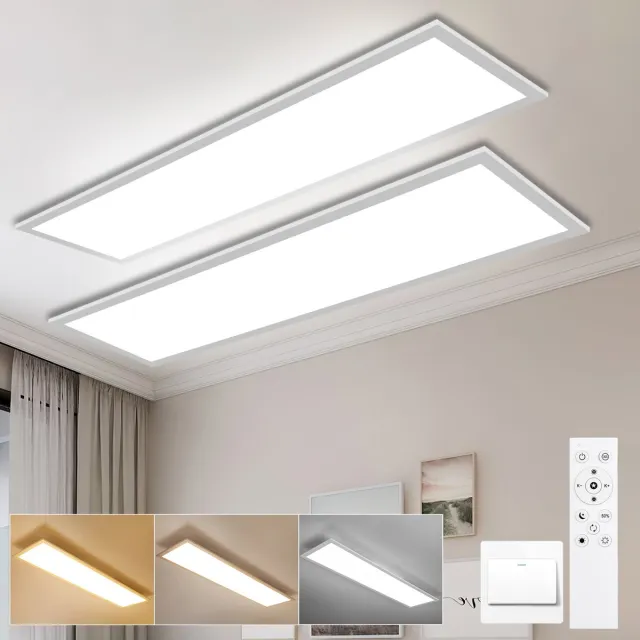 Oraymin 2 Stuks LED Paneel Plafondlamp – 3100x25cm 30W 3300lm – Dimbaar – Afstandsbediening Wit