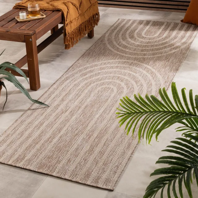 Fraai In- & Outdoor loper - Sierra Arches Beige/Creme - 80x300cm Crème