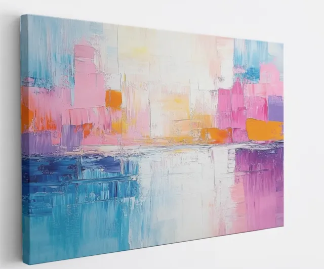 Saammp Canvas Schilderij - Gekleurde horizon van een stad - Abstract kunstwerk - 50x40 - Foto op canvas - Wanddecoratie - Muurdecoratie Woonkamer - Slaapkamer decoratie - Canvas Print Multicolor