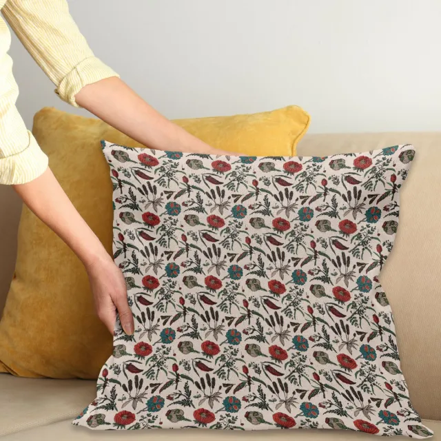 ABAKUHAUS Bloemen Sierkussenhoes, Doodle Stijl Wildflowers Illustratie met Bloeiend Bloemblaadjes en Foliage Natuur Ontwerp, Decoratieve Vierkante Sierkussenhoes, 40 x 40 cm, Meerkleurig