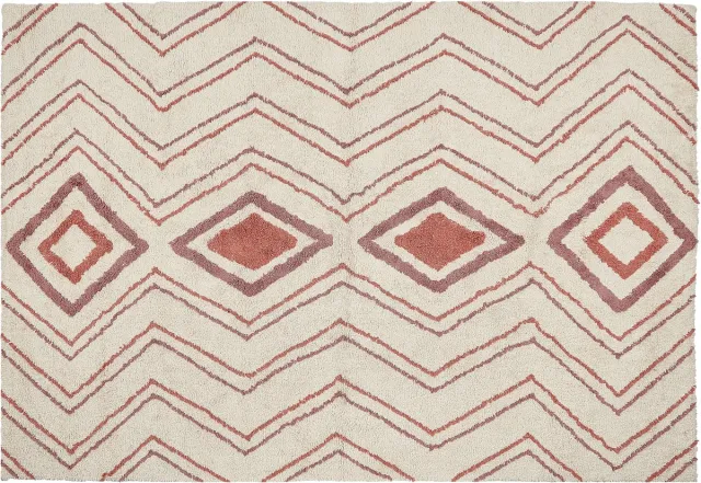 Beliani KASTAMONU - Laagpolig vloerkleed - Beige - 140 x 200 cm - Katoen