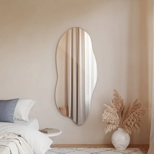 Coloray Organische Spiegel – Moderne Asymmetrische Wandspiegel van Hoogwaardig Glas, Elegant Design voor Woonkamer, Hal of Slaapkamer – Verkrijgbaar in 3 Maten - 35 cm x 80 cm Zwart