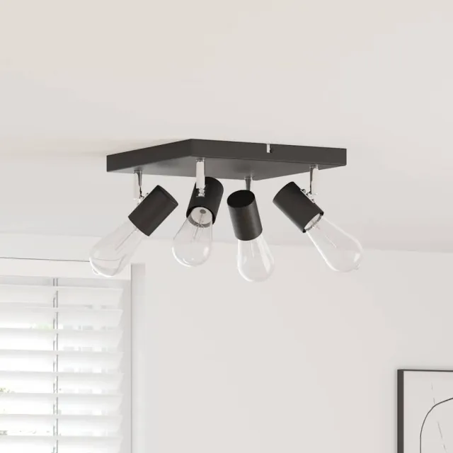 vidaXL Plafondspot met schijnwerpers Zwart 26 x 26 x 11,5 cm Metaal