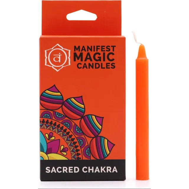 Ancient Wisdom Manifest Magic Candles (verpakking van 12) - Oranje - Heilige Chakra multicolor