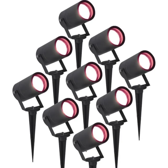 Homeylux 9x Hoftronic Smart - Spikey tuinspot voor buiten - LED - Zwart - Besturing via app - WiFi - Bluetooth - Dimbaar - Waterdicht - Slimme verlichting - 5.5 Watt - 400 lumen - RGBWW - Verwisselbare GU10 - Compatibel met alle smart assistenten