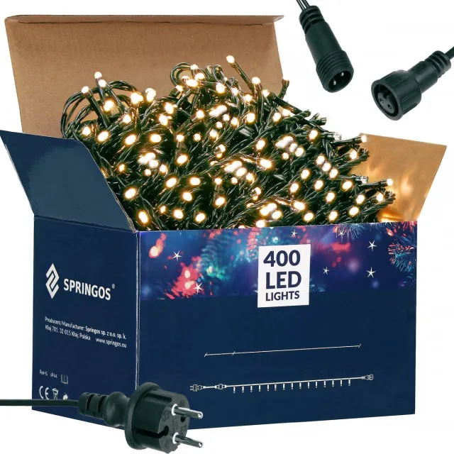 springos Kerstverlichting | Binnen & Buiten | 24 m | 400 LED | Warm Wit