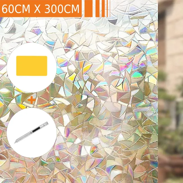 Simple Fix Raamfolie - zelfklevend - isolerend - Statisch - Anti Inkijk - Regenboog - 60x300cm Regenboog - Scherven