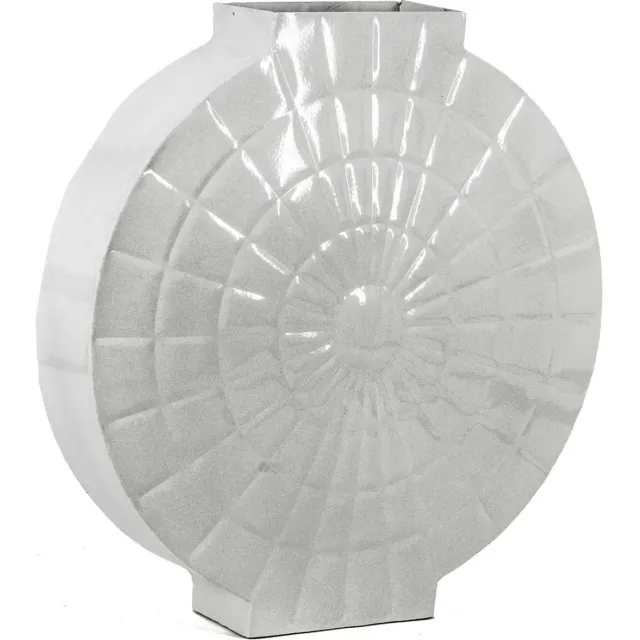 homebound by ky Metalen vaas rond wit | 35,5x8,5x38,5cm | metalen bloemenvaas rond wit