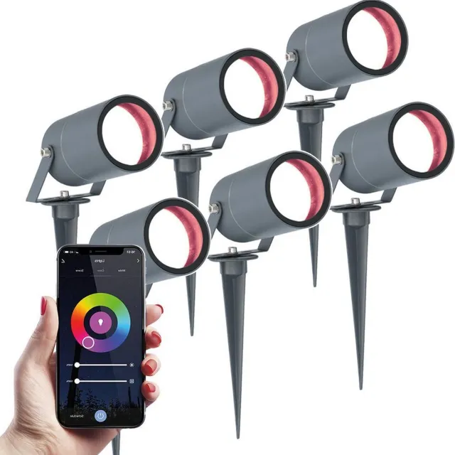 HOFTRONIC SMART Homeylux® 6x Smart WiFi Prikspot Spikey aluminium antraciet RGBWW IP65