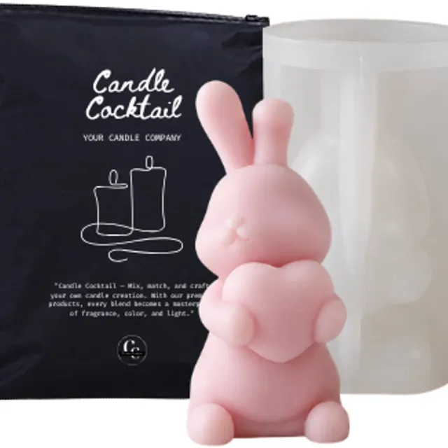 Candle Cocktail Konijn met Hart Siliconen Mal #359 | 6 x 12 cm | Candle Cocktail® | 3D Gietmal | Kaarsenmal | Kaarsen Maken | Chocolade Mal | Zeepmal | Resin & Epoxy | Gips & Jesmonite | Flexibel | Herbruikbaar | Makkelijk Lossen | Inclusief Dustbag | DIY