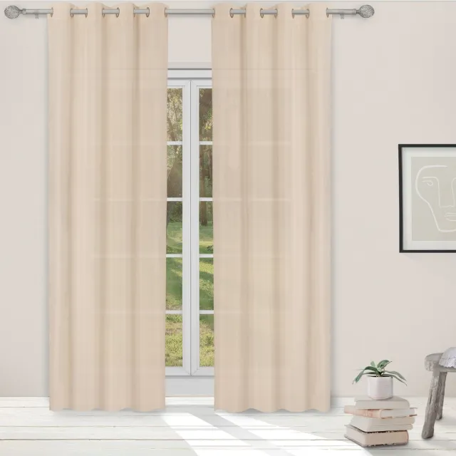 Light Guard Lichtdoorlatend Gordijn Cream – 140x280 cm – Kant-en-Klaar met Ringen voor Roede – Lengte Aanpasbaar – Per Stuk Crème (Cream)