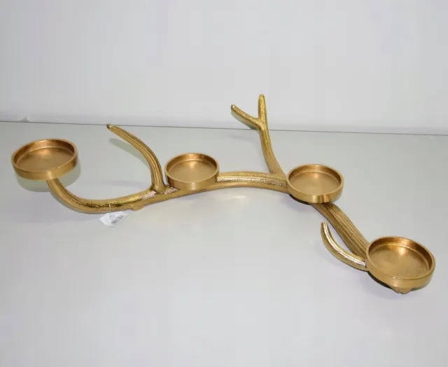 Ewax Gouden Herten Gewei Kandelaar voor 4 Tealights - Grote Decoratie