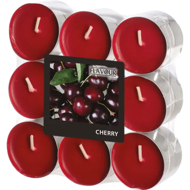 Conpax Candles Geur theelichtjes/waxinelichtjes - 18x - Cherry aroma - 4,5 branduren Kersenrood