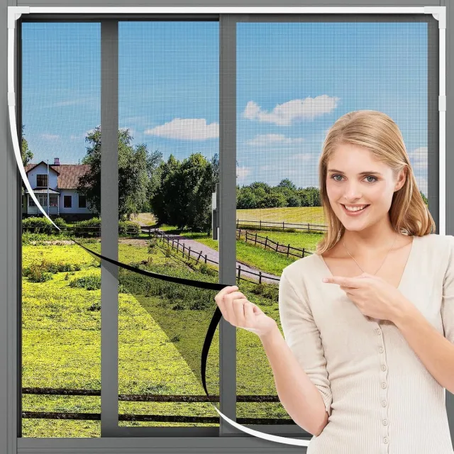 YAGXIG Magnetisch Raamhor - Glasvezel - Magnetisch hor - 150 x 130 cm, met afneembaar frame - Magnetisch raamhor - Geen boren of schroeven nodig voor bevestiging. Zwart