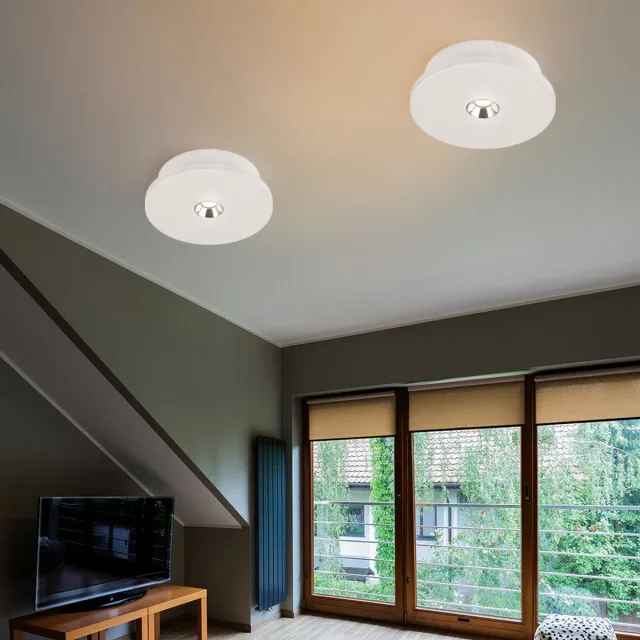 Globo Lighting Plafondlamp gips wit Keukenlamp modern verchroomd, LED 4W 200Lm warm wit, DxH 16x4,5 cm