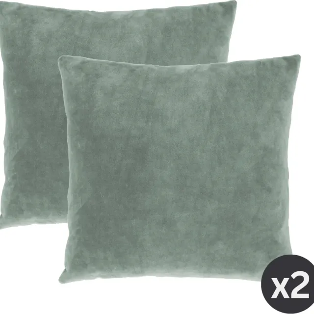 Tiseco Home Studio - Kussen (gevuld) MARSHMALLOW - SET/2 - polyester - teddyvulling - super zacht - Vierkant - 45x45 cm - Greensage GREEN SAGE