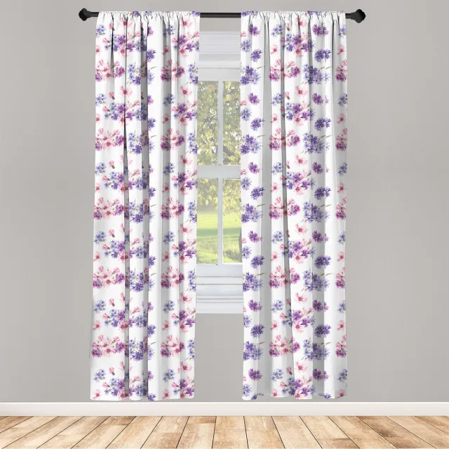 ABAKUHAUS Aquarel raamgordijnen – 2-delige – 75x225 cm – Lavendel/Lila