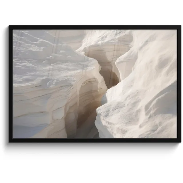 FrameYourWall Poster in lijst - Fotolijst 90x60 cm - Posters - Kloof - Wit - Sneeuw - Posterlijst zwart - Decoratie - Wanddecoratie woonkamer - Muurdecoratie slaapkamer