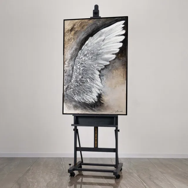 Canvas schilderij 120x80 cm handgeschilderd symbool verheffing inspirerend – YS-Art Gallery – Inspirerende wanddecoratie voor woonkamer – Modern schilderij voor kantoor zwart